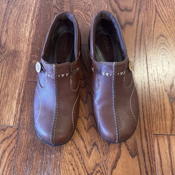Clarks Bendables Loafers Womens Shoes Size 8 Brown Leather Comfort Stretch 35063 - Picture 3 of 16